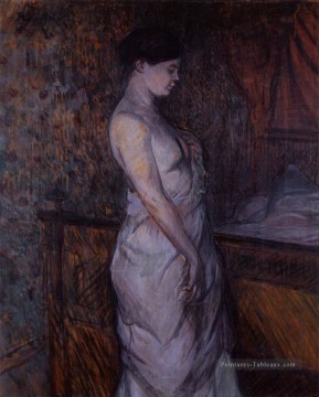 femme en chemise debout près d’un lit madame poupoule 1899 Toulouse Lautrec Henri de Peinture à l'huile